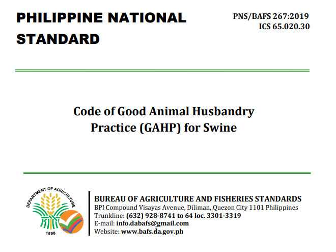 Code of Good Animal Husbandry Practice (GAHP) for Swine – PCSP – Philippine  College of Swine Pratitioners